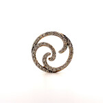 14K Yellow Gold Diamond Wave Pendant D+/-1cttw