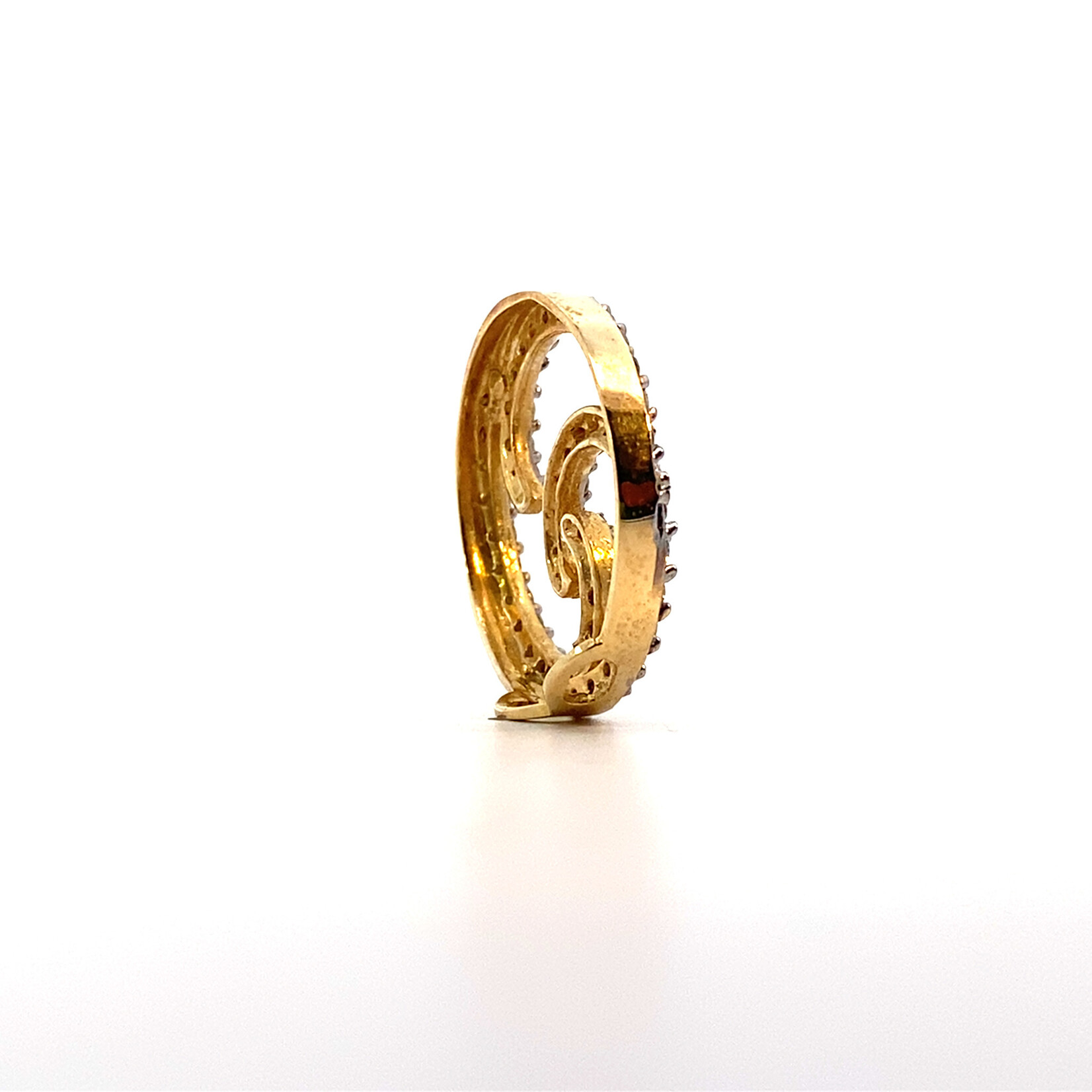 14K Yellow Gold Diamond Wave Pendant D+/-1cttw