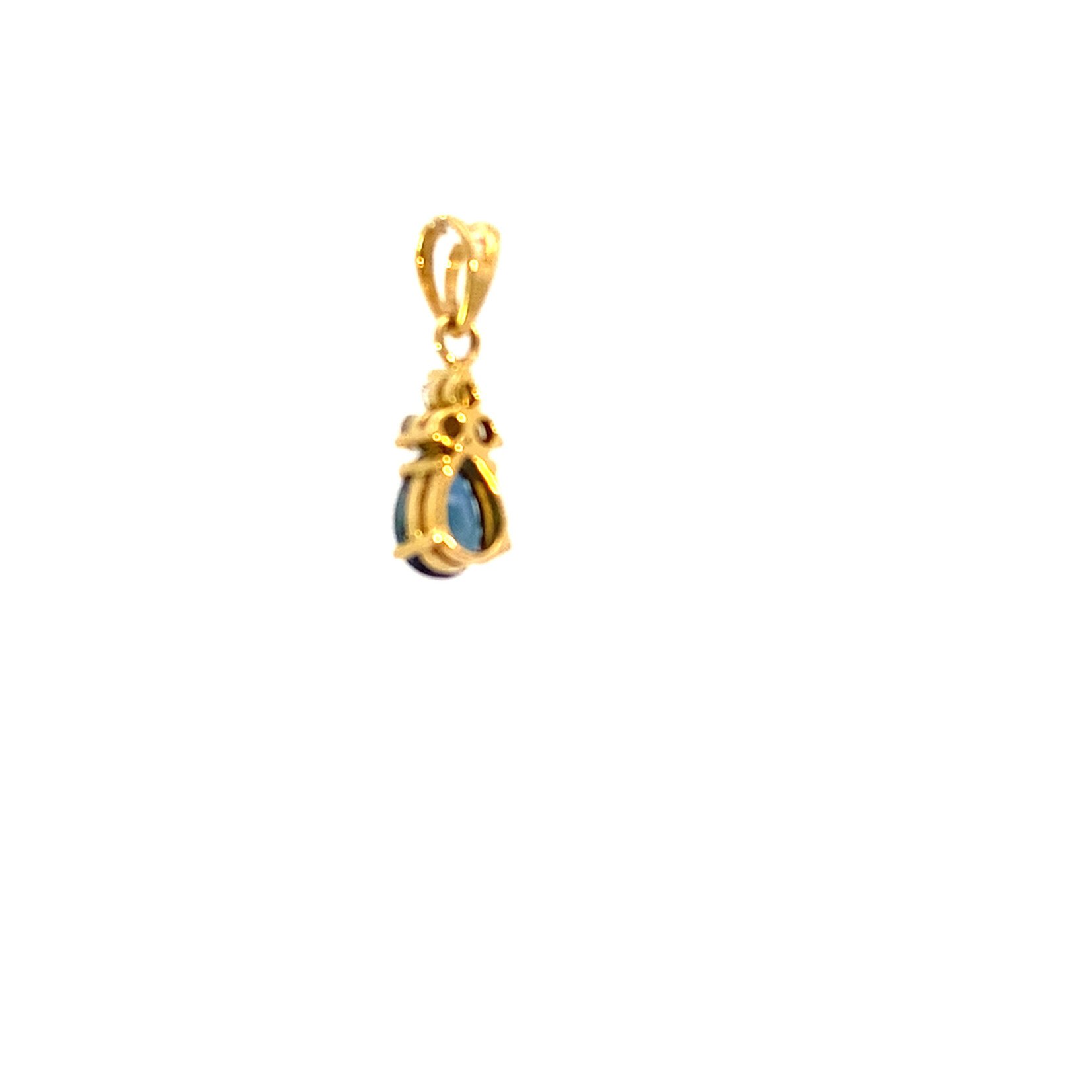 14K Yellow Gold Sapphire and White Stone Pendant