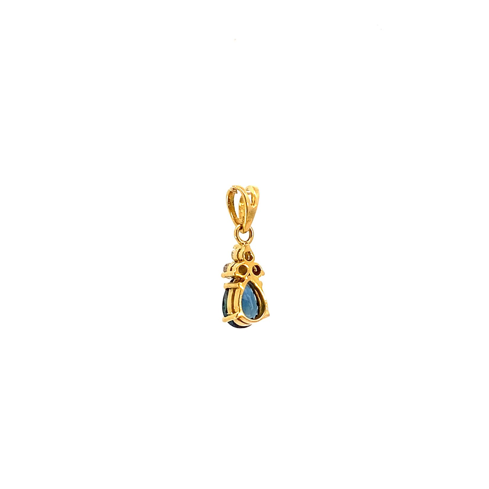 14K Yellow Gold Sapphire and White Stone Pendant