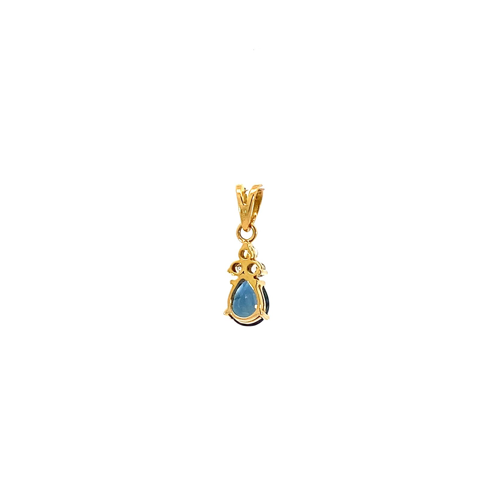 14K Yellow Gold Sapphire and White Stone Pendant