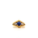 18K Yellow Gold Sapphire and Diamond Ring size 5.5 D+/-.16ctw S+/-1.15ct