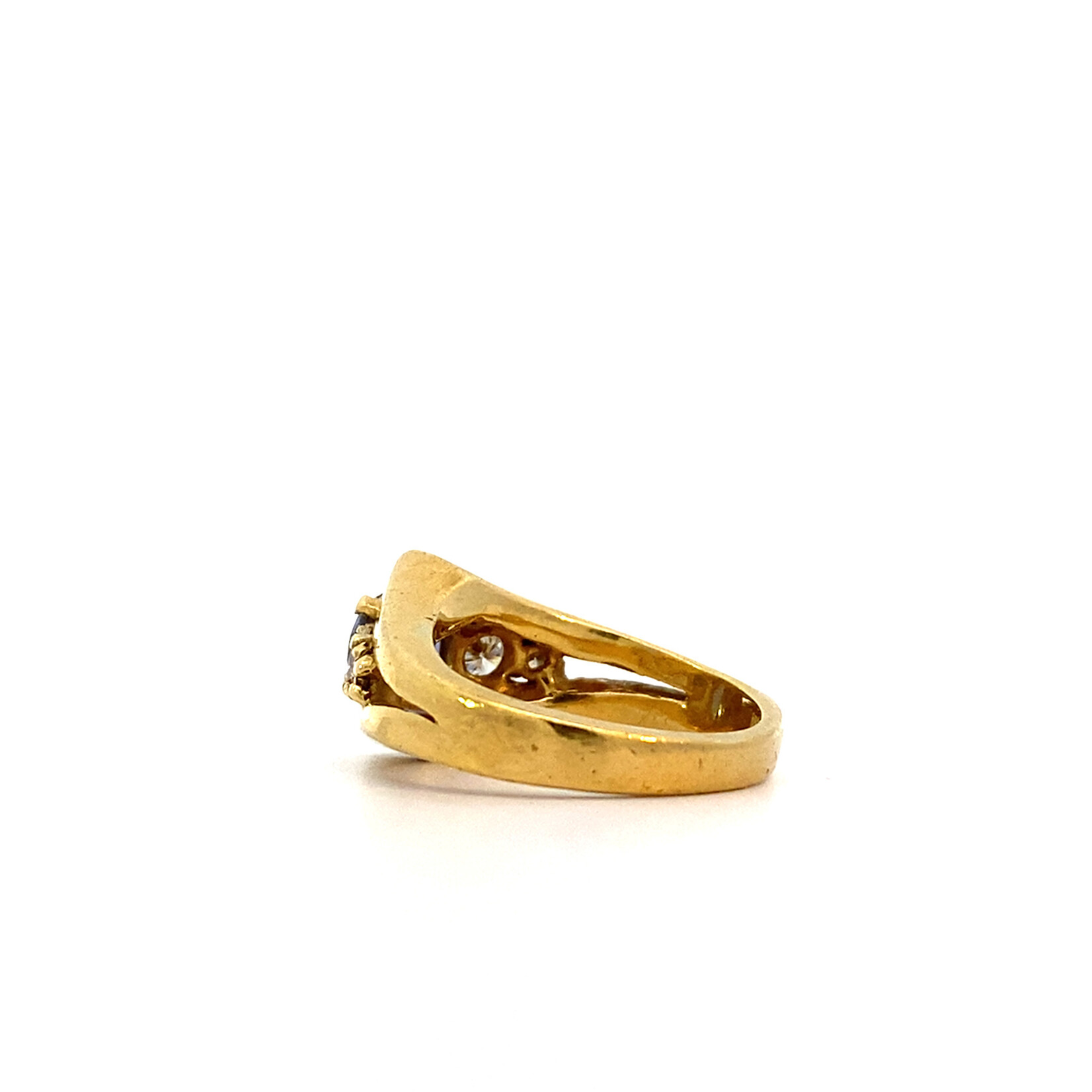 18K Yellow Gold Sapphire and Diamond Ring size 5.5 D+/-.16ctw S+/-1.15ct