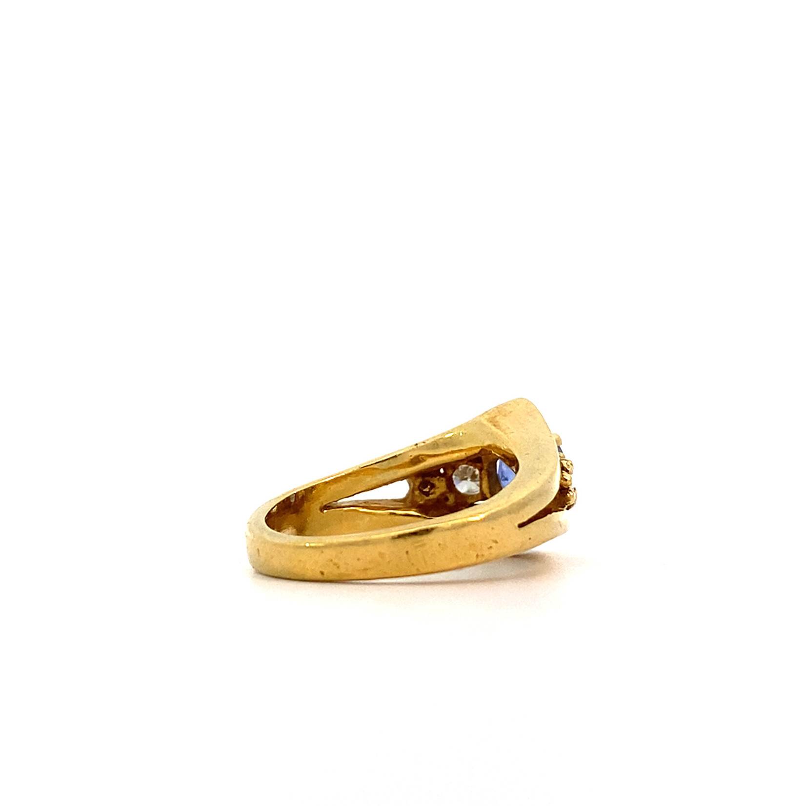 18K Yellow Gold Sapphire and Diamond Ring size 5.5 D+/-.16ctw S+/-1.15ct