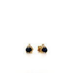 14K Yellow Gold Sapphire and CZ Studs