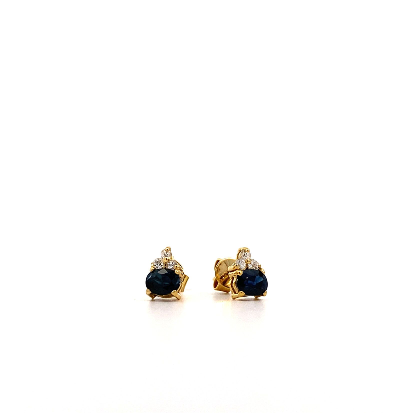 14K Yellow Gold Sapphire and CZ Studs