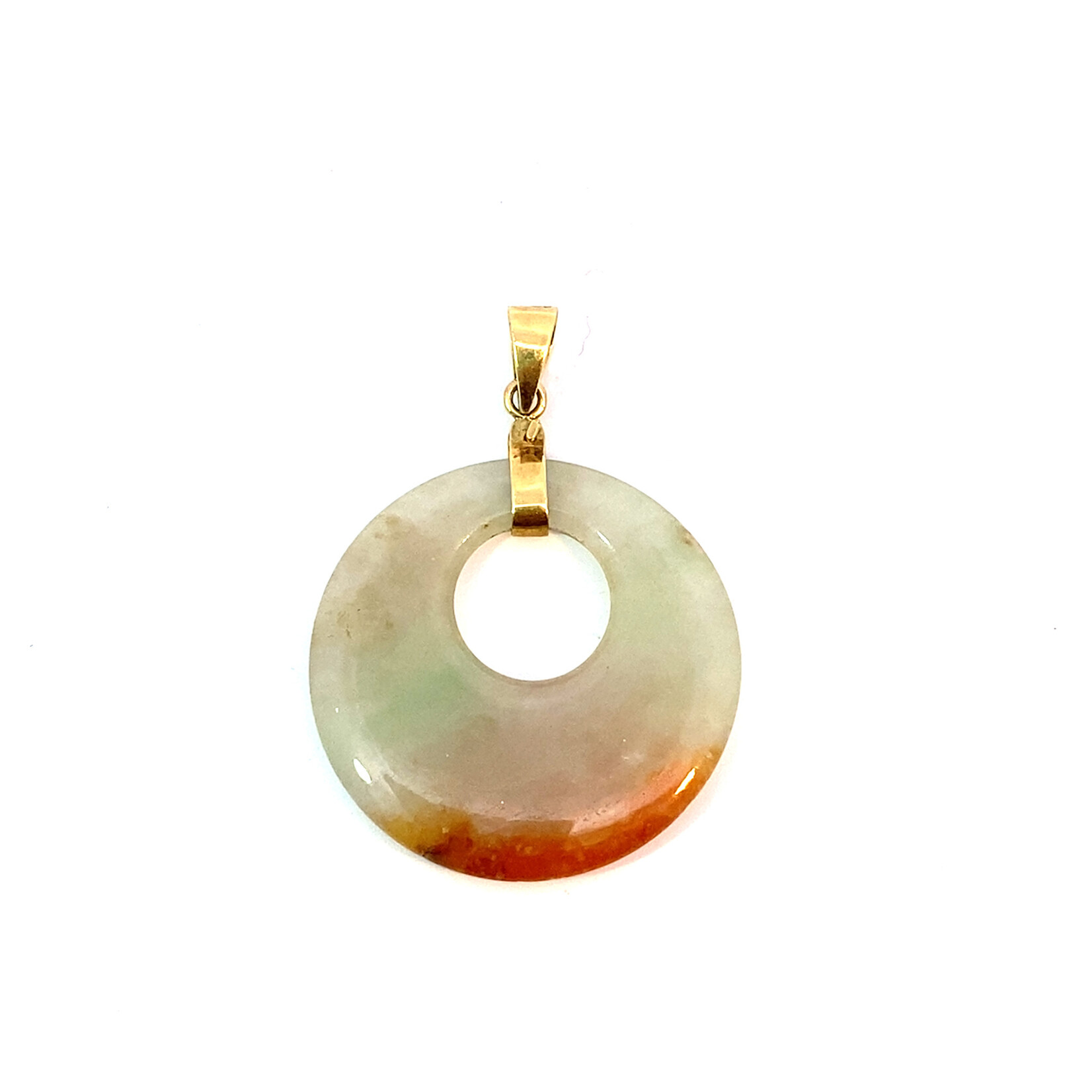 14K Yellow Gold Jade Donut Pendant