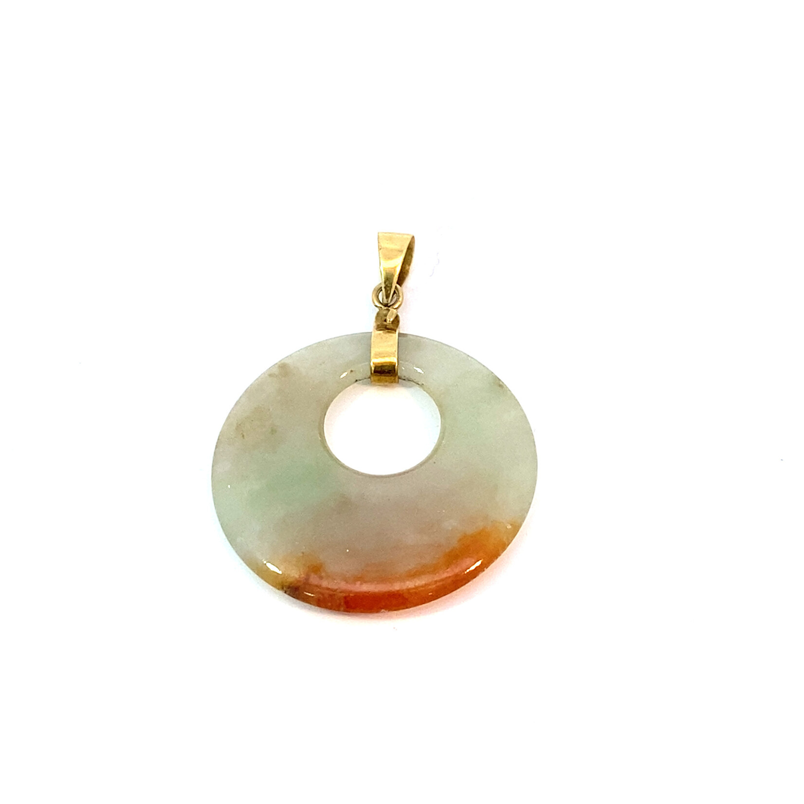 14K Yellow Gold Jade Donut Pendant