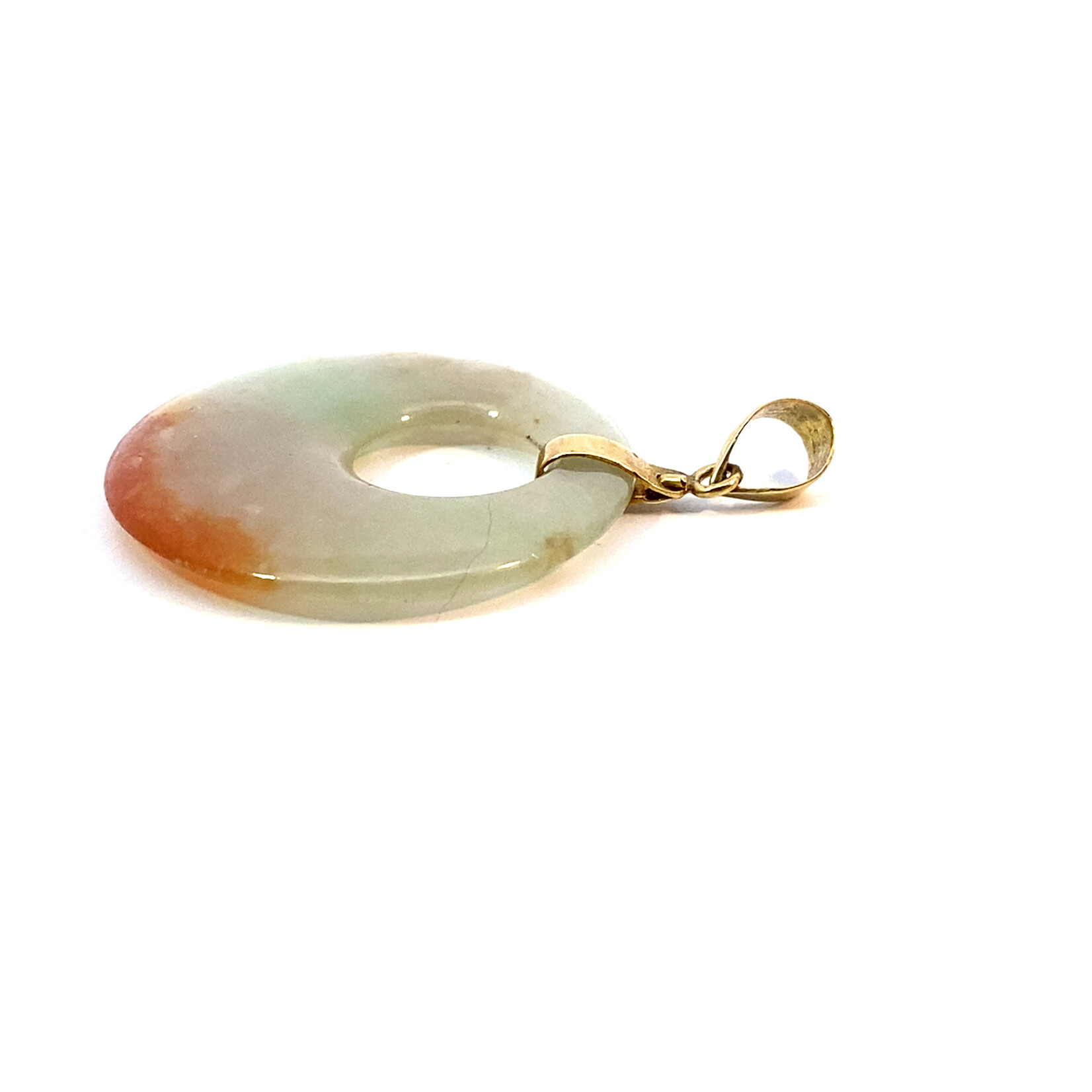 14K Yellow Gold Jade Donut Pendant