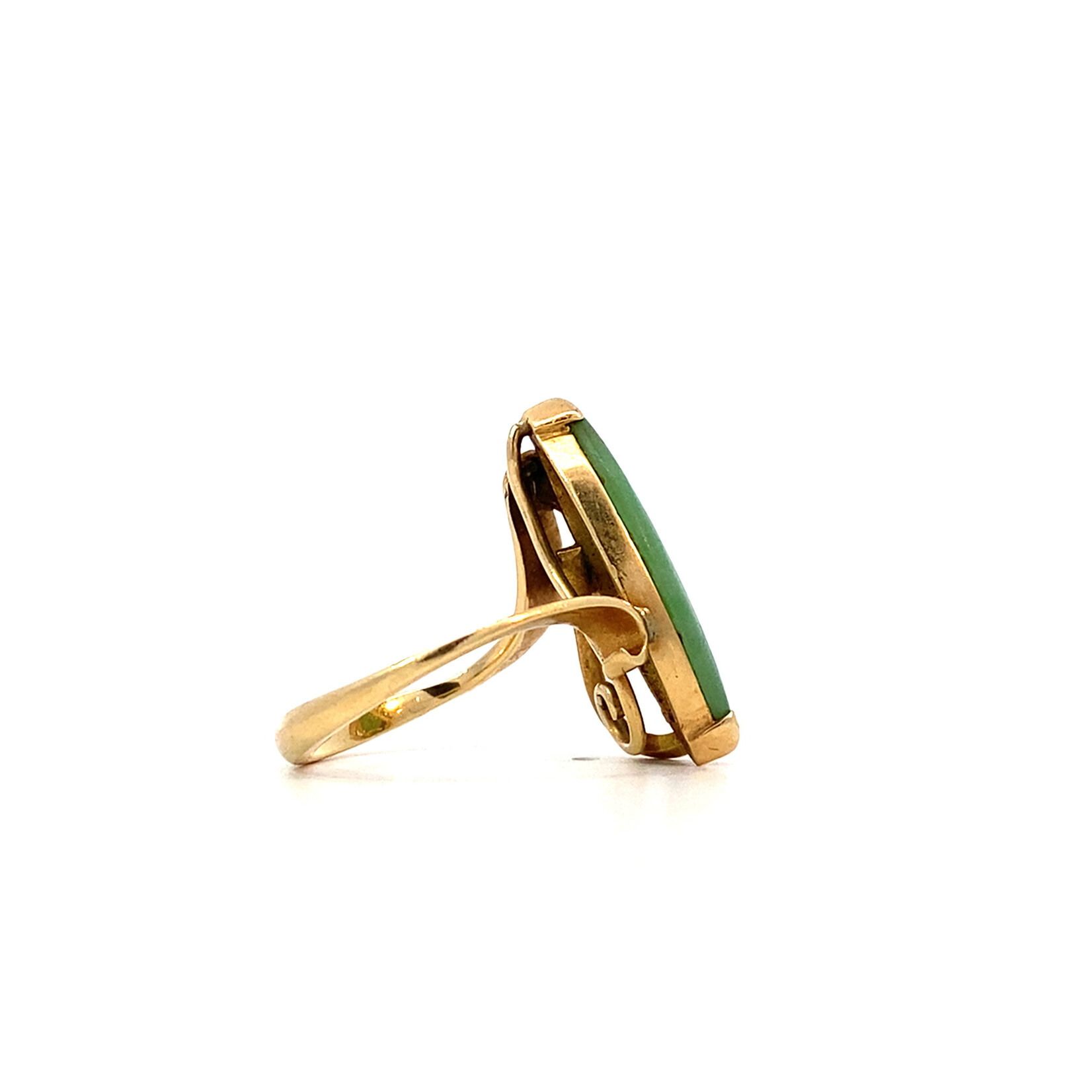 14K Yellow Gold  Green Jade Marquise Ring sz4.75