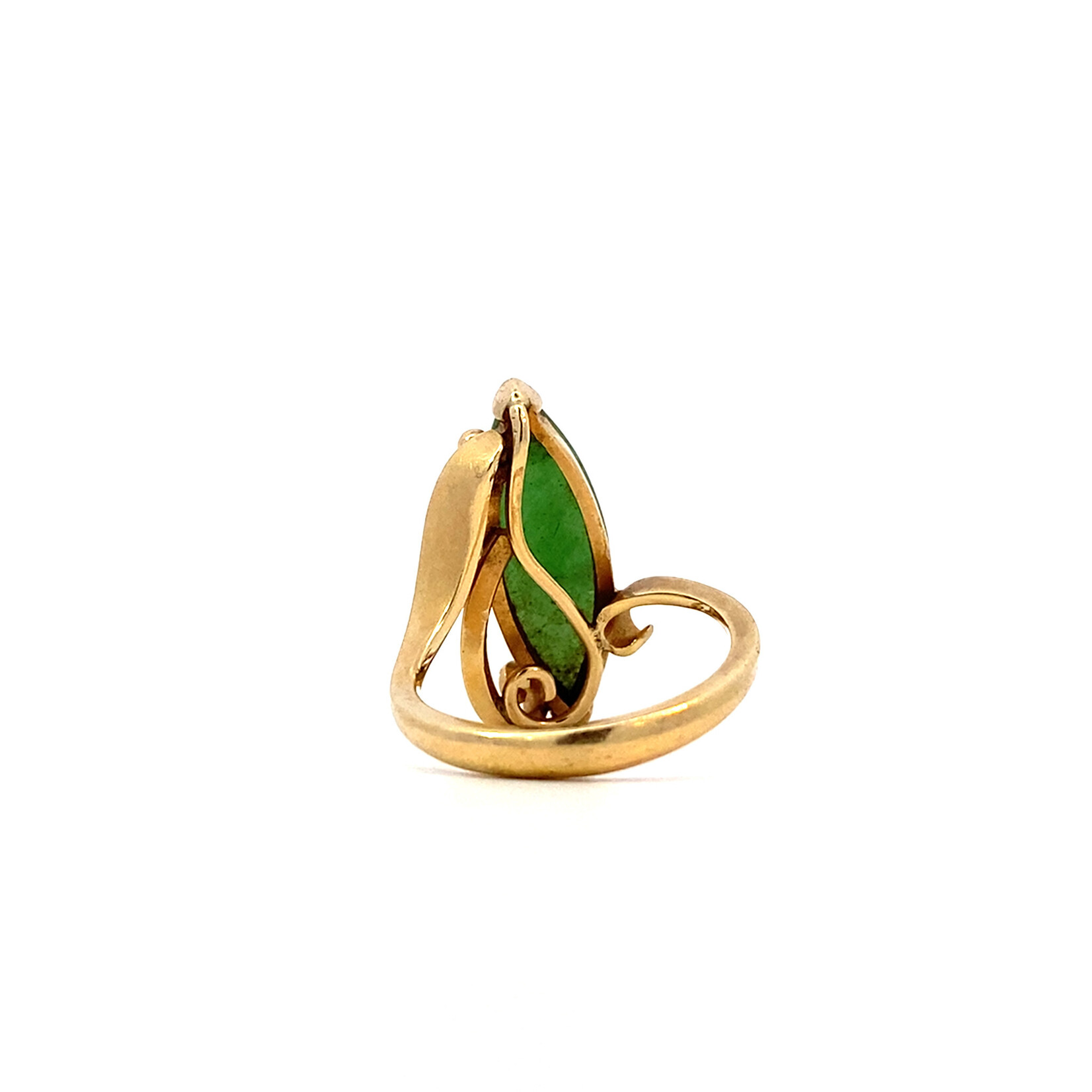 14K Yellow Gold  Green Jade Marquise Ring sz4.75