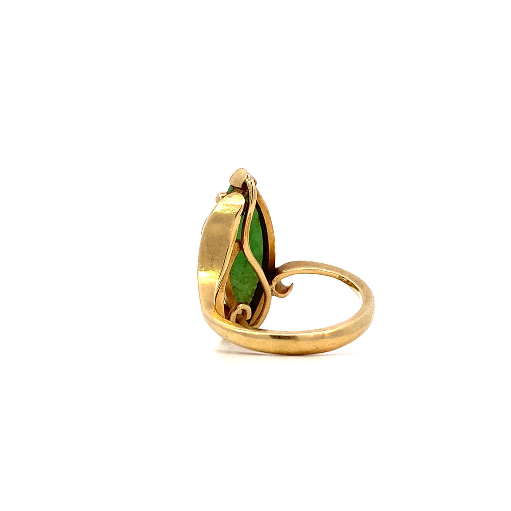 14K Yellow Gold  Green Jade Marquise Ring sz4.75
