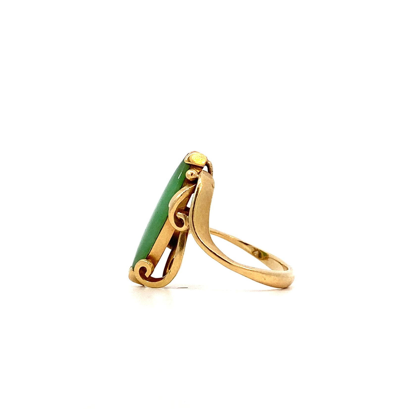 14K Yellow Gold  Green Jade Marquise Ring sz4.75