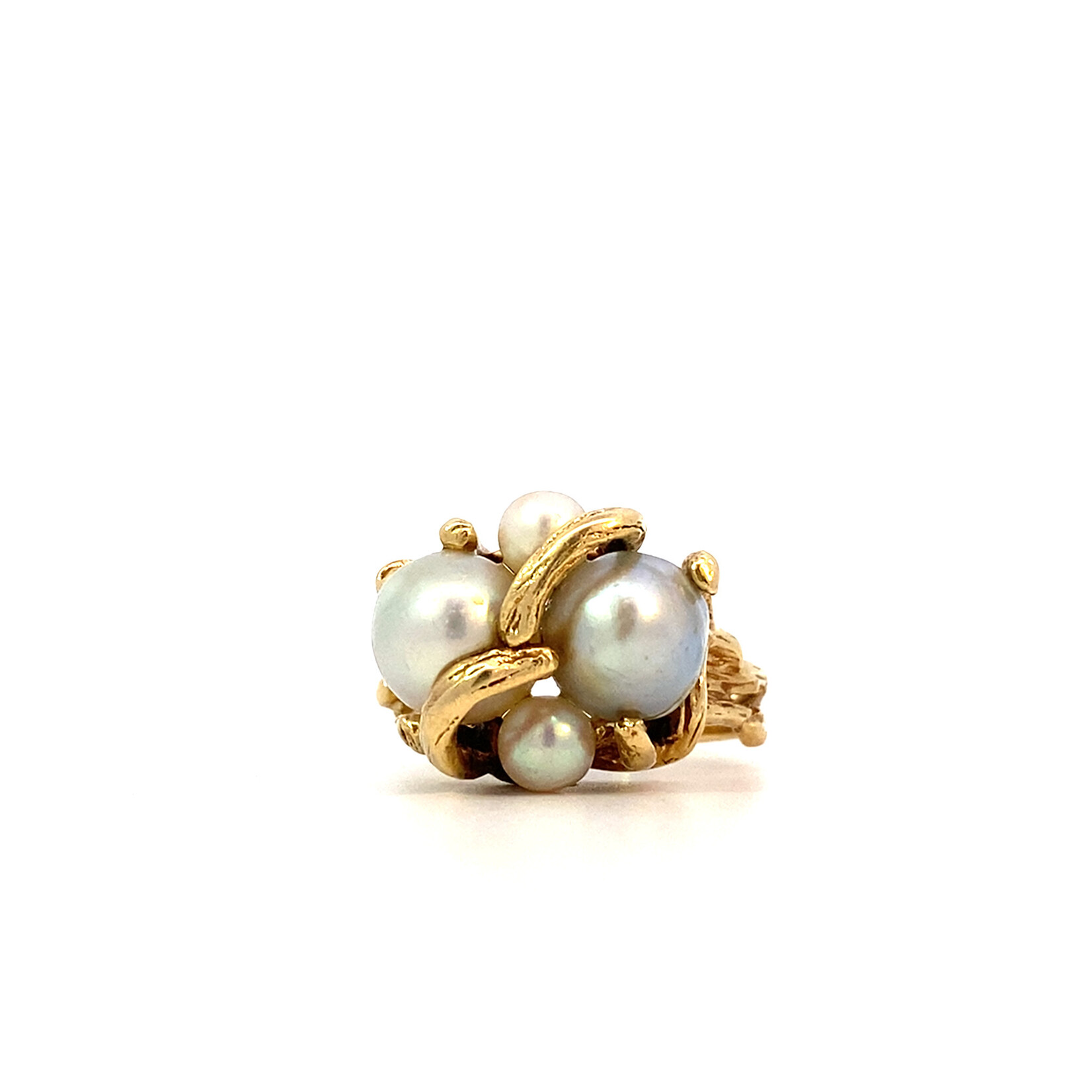 14K Yellow Gold 4 Pearl Cluster ring size 7.25