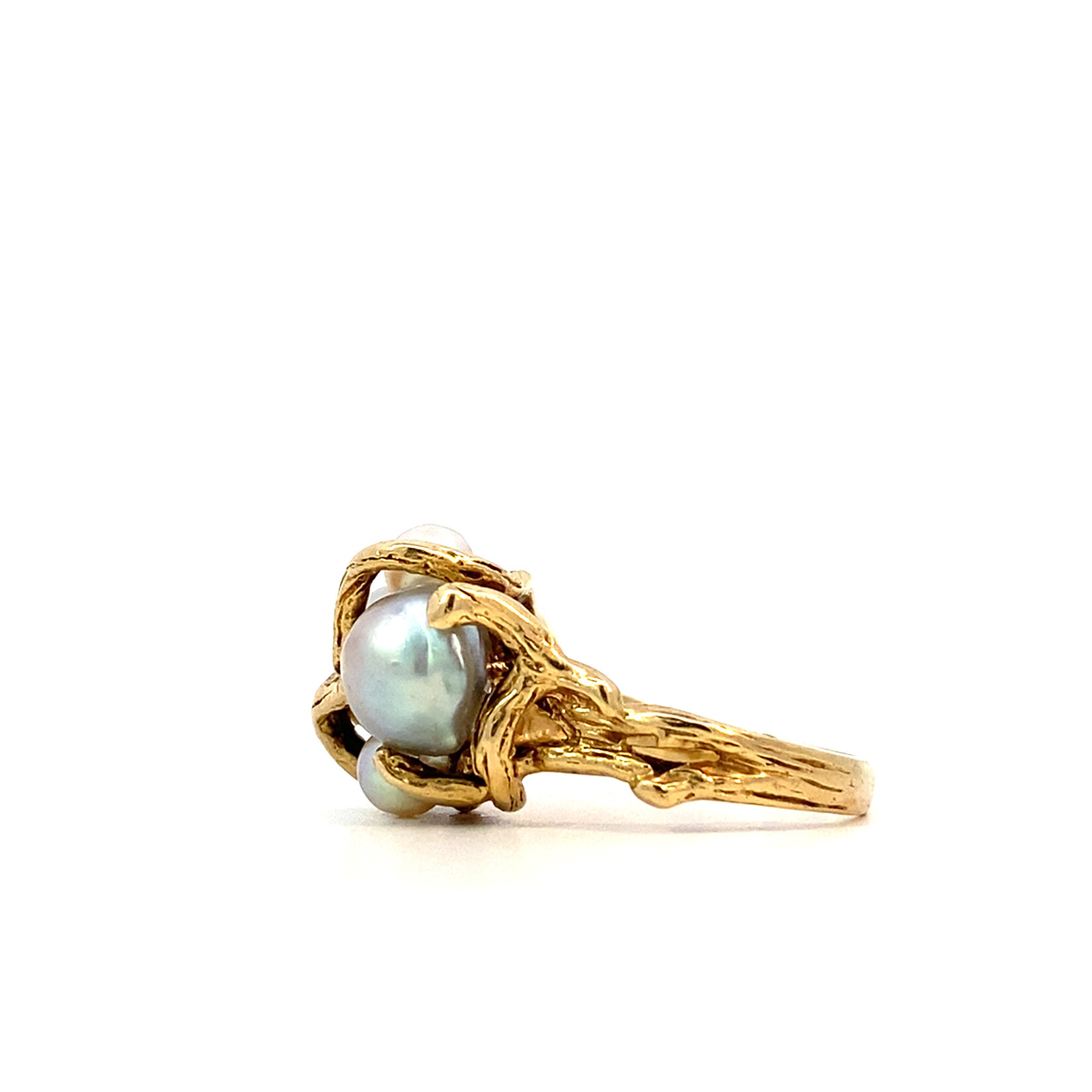14K Yellow Gold 4 Pearl Cluster ring size 7.25