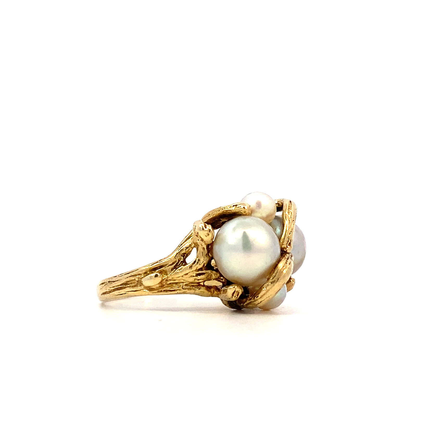14K Yellow Gold 4 Pearl Cluster ring size 7.25