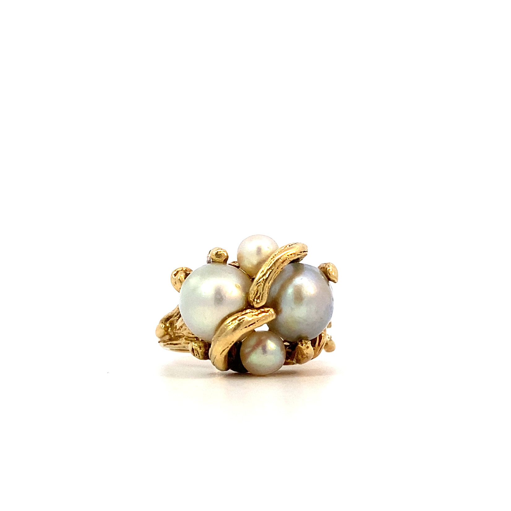 14K Yellow Gold 4 Pearl Cluster ring sz7.25