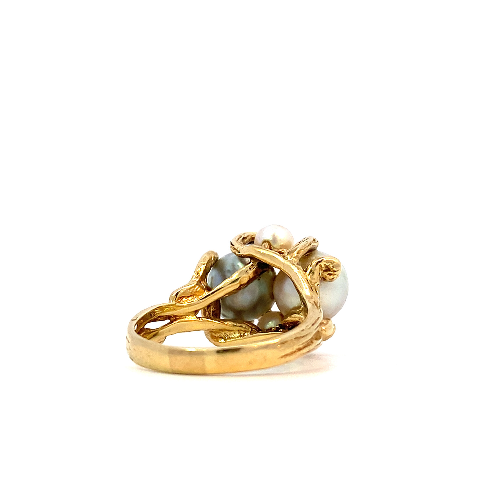14K Yellow Gold 4 Pearl Cluster ring size 7.25