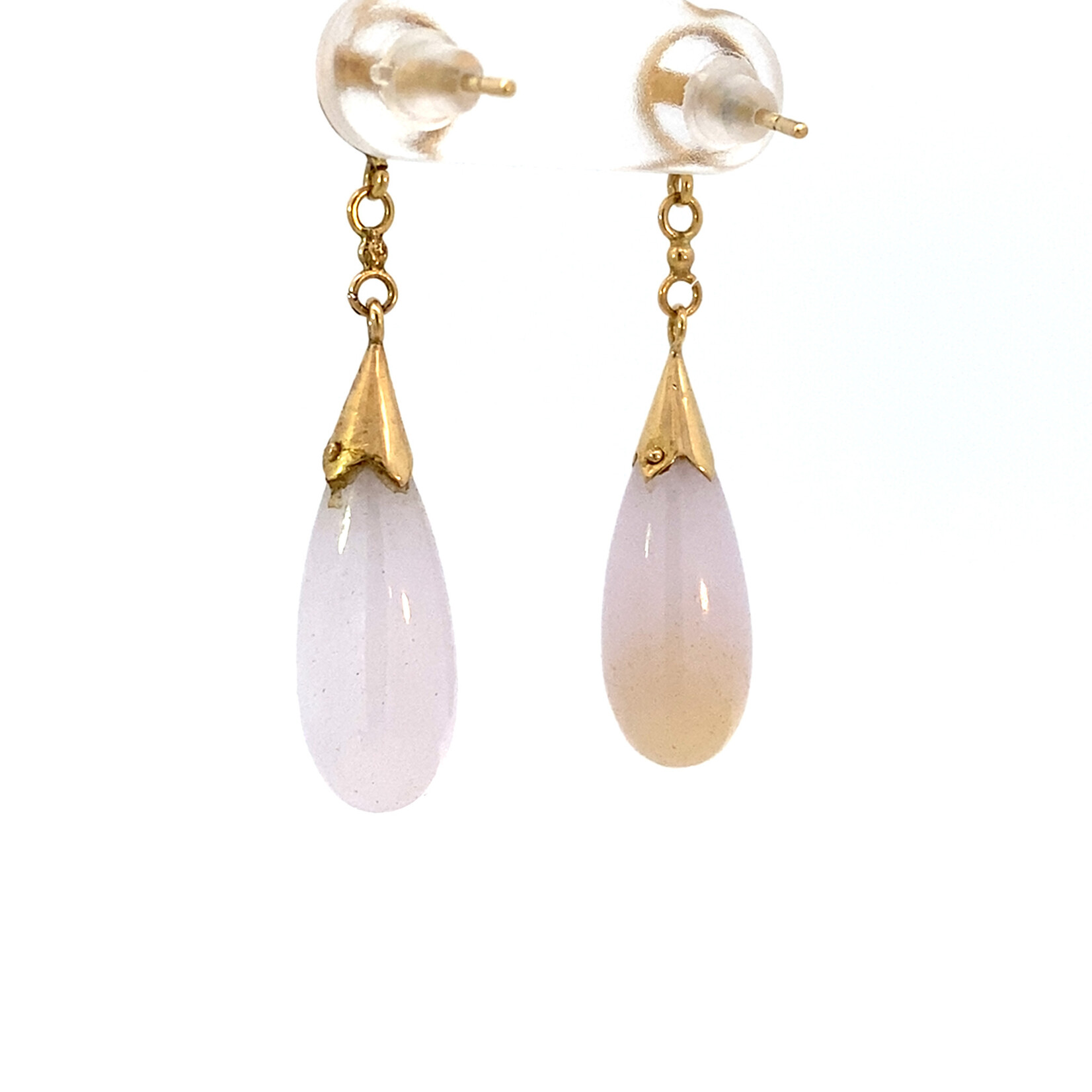 14K Yellow Gold Lavender Jade Dangles