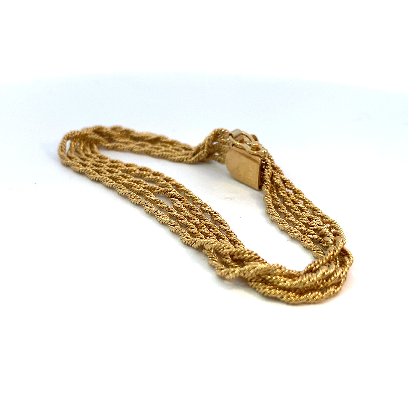 14K Yellow Gold 7" 5 Row Twist Bracelet