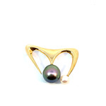 18K Yellow Gold Tahitian & Fresh Water Pearl Slider Pendant