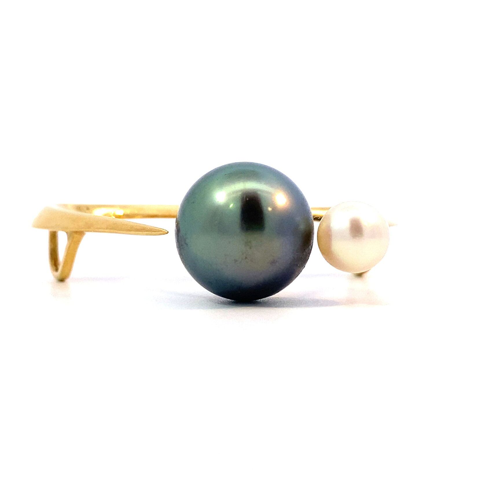 18K Yellow Gold Tahitian & Fresh Water Pearl Slider Pendant