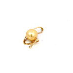 14K Yellow Gold 10mm Golden South Sea Pearl with White stone Free Form Pendant