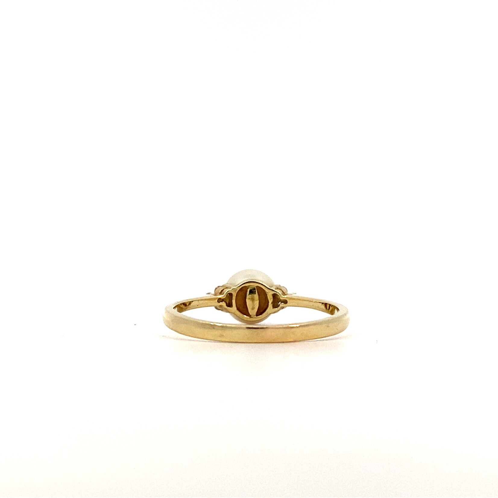 14K Yellow Gold Fresh Water Pearl & Diamond Ring sz9.5