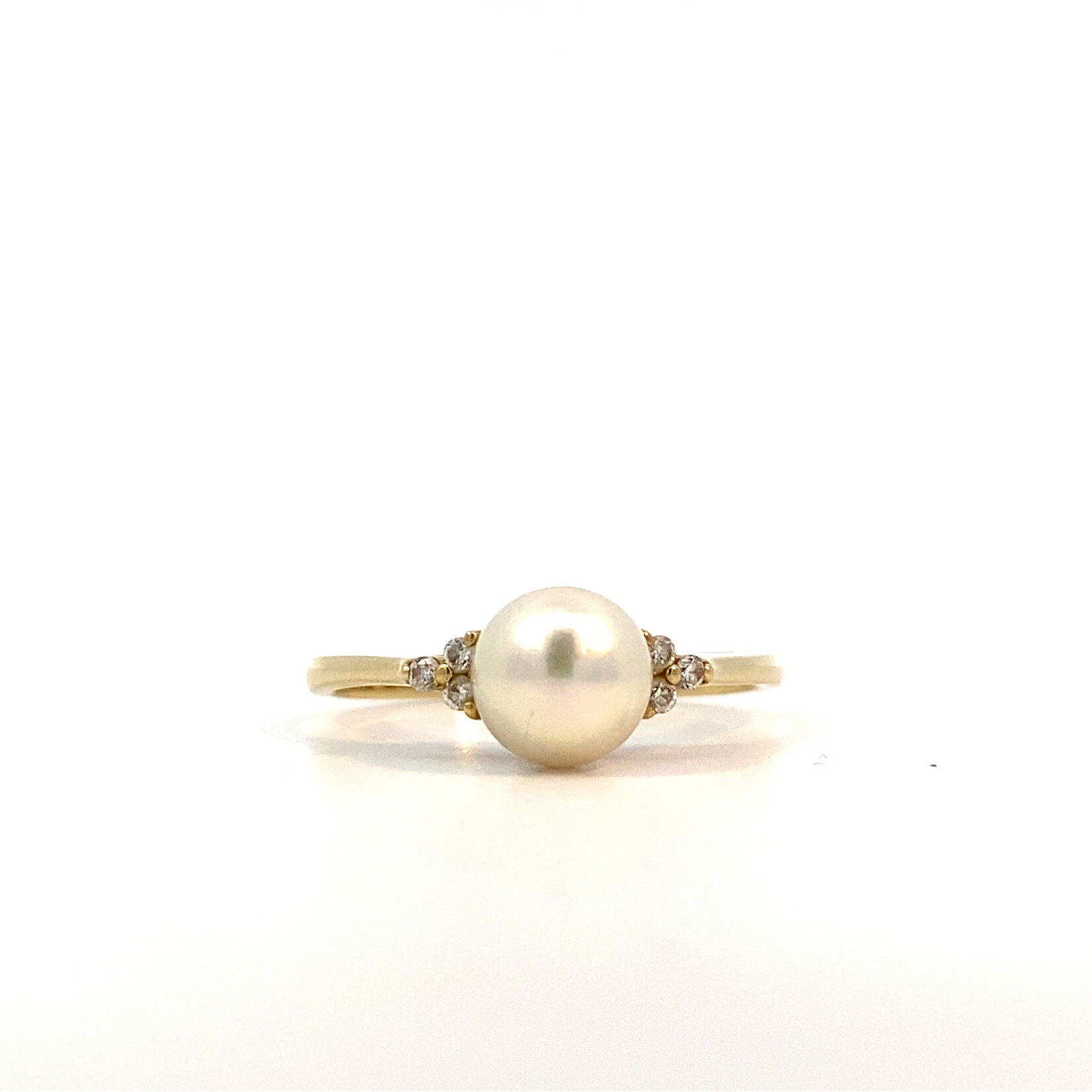 14K Yellow Gold Fresh Water Pearl & Diamond Ring sz9.5