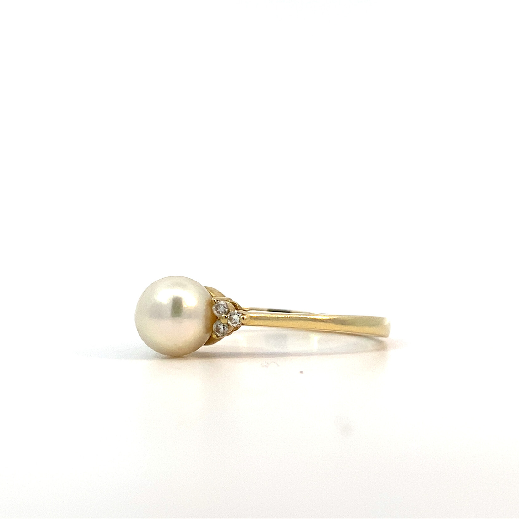 14K Yellow Gold Fresh Water Pearl & Diamond Ring sz9.5