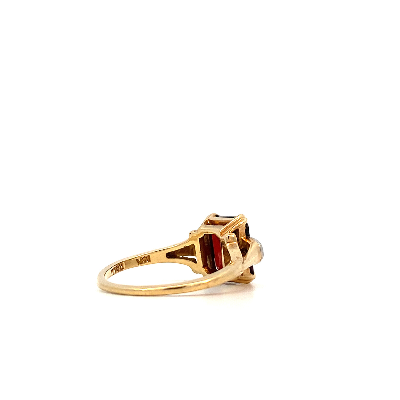 14K Yellow Gold Garnet & Diamond Ring sz6