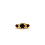 18K Yellow Gold Vintage Garnet and Diamond Ring sz5.75
