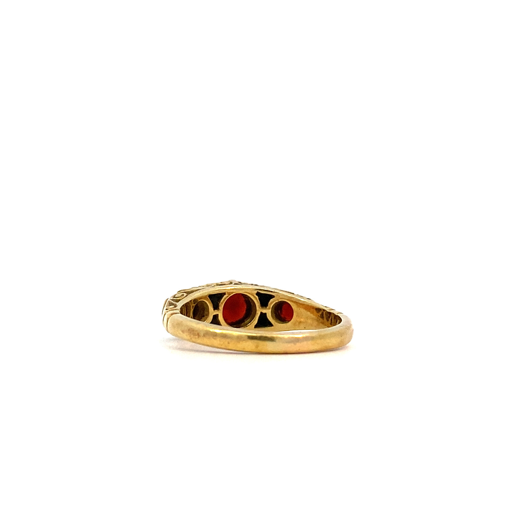 18K Yellow Gold Vintage Garnet and Diamond Ring sz5.75