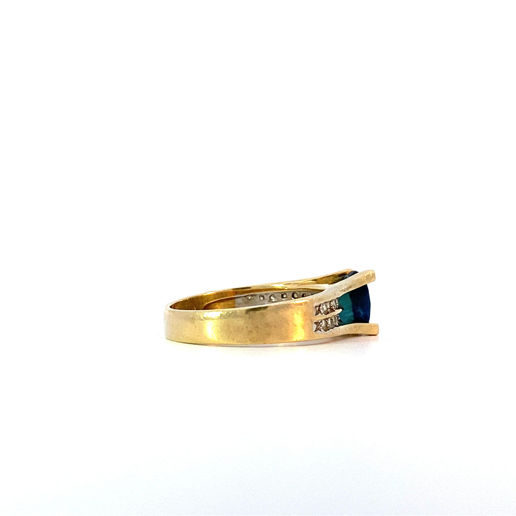 14K Yellow Gold Sapphire & Diamond Ring size 6