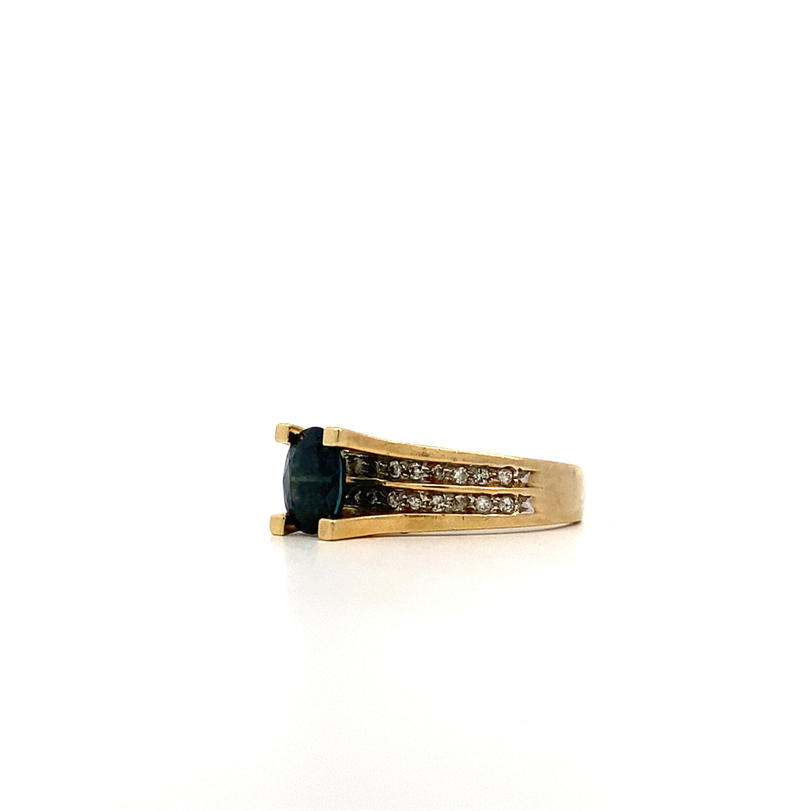 14K Yellow Gold Sapphire & Diamond Ring size 6