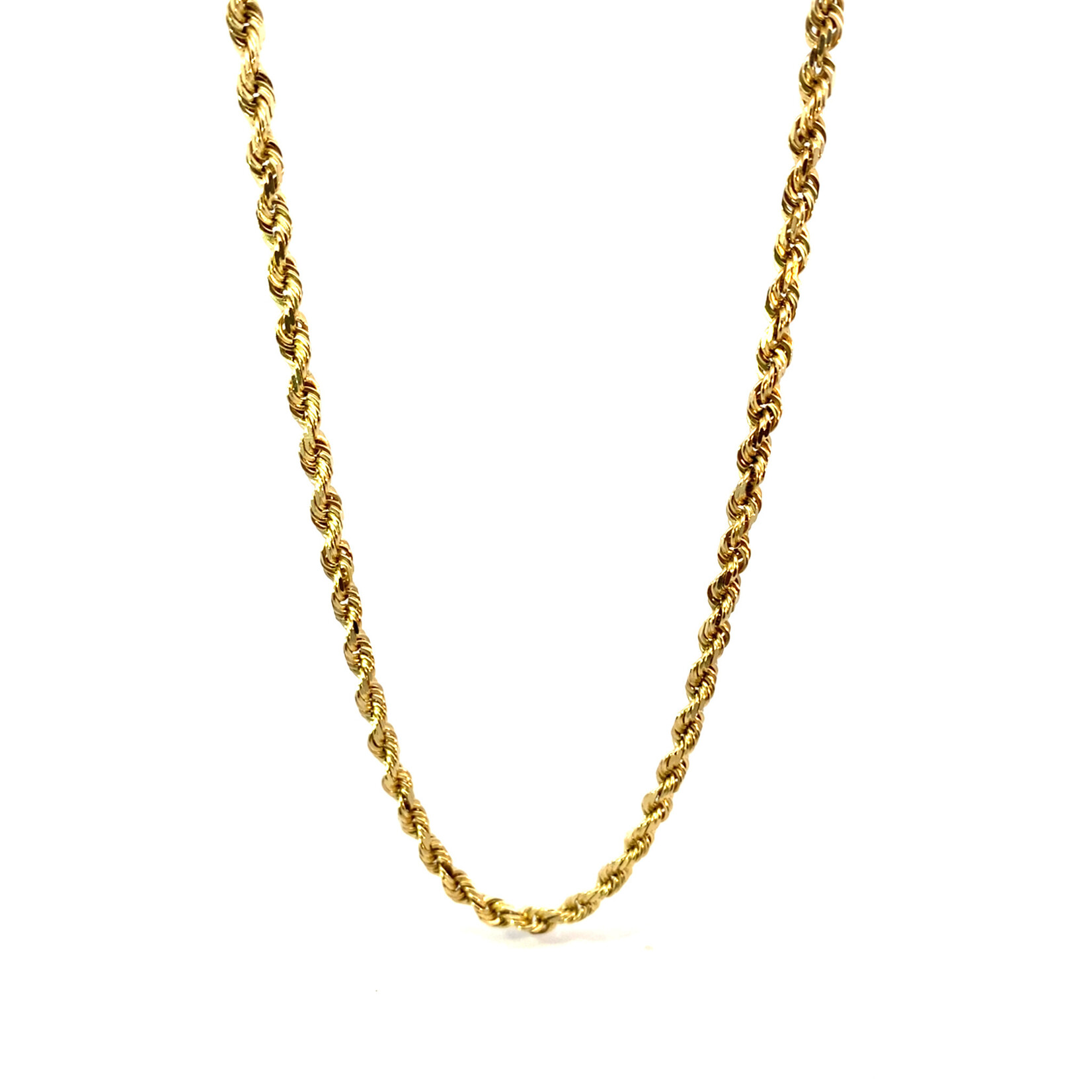 14K Yellow Gold 22" 4mm Diamond Cut Rope