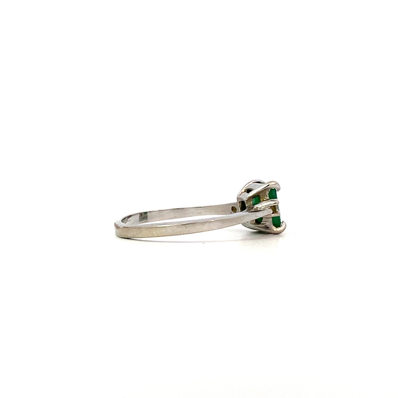 14K White Gold Emerald Diamond Ring sz6.75 D+/-.06ctw E+/-1.5ct