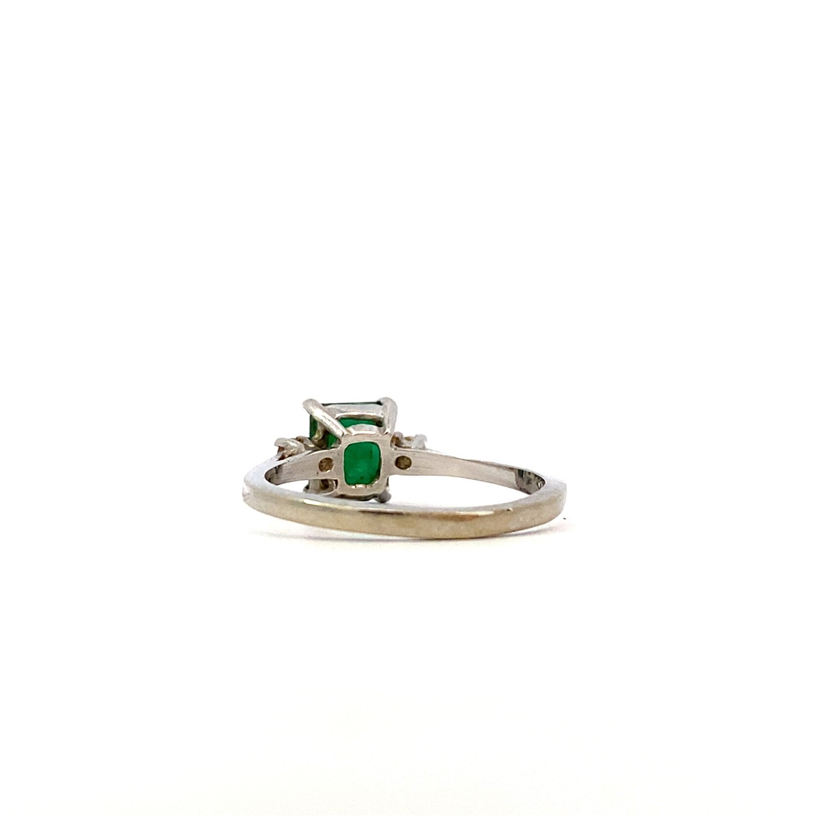 14K White Gold Emerald Diamond Ring sz6.75 D+/-.06ctw E+/-1.5ct