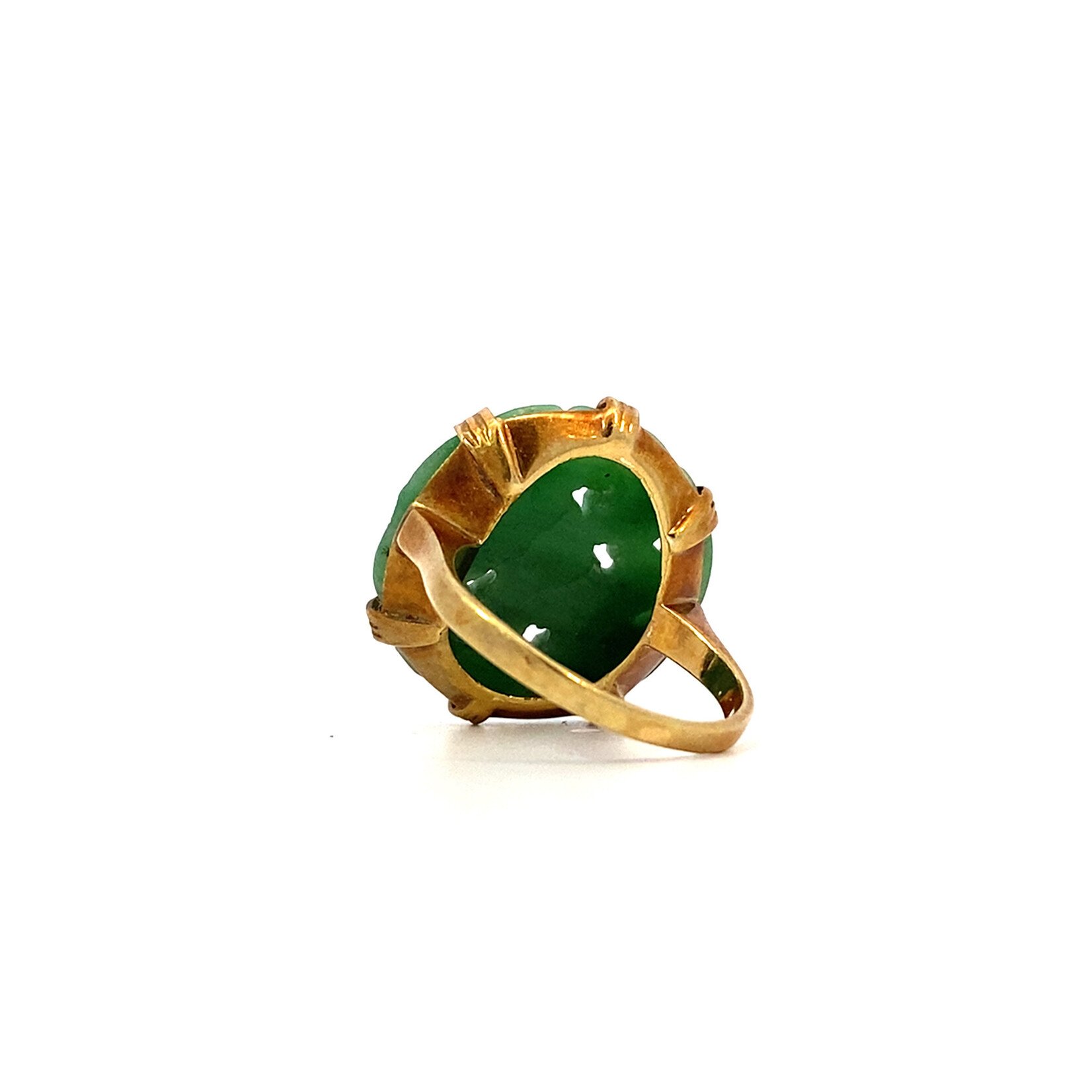 14K Yellow Gold Carved Jade Ring sz3.75