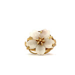 14K Yellow Gold MINGS White Jade Flower Ring sz6