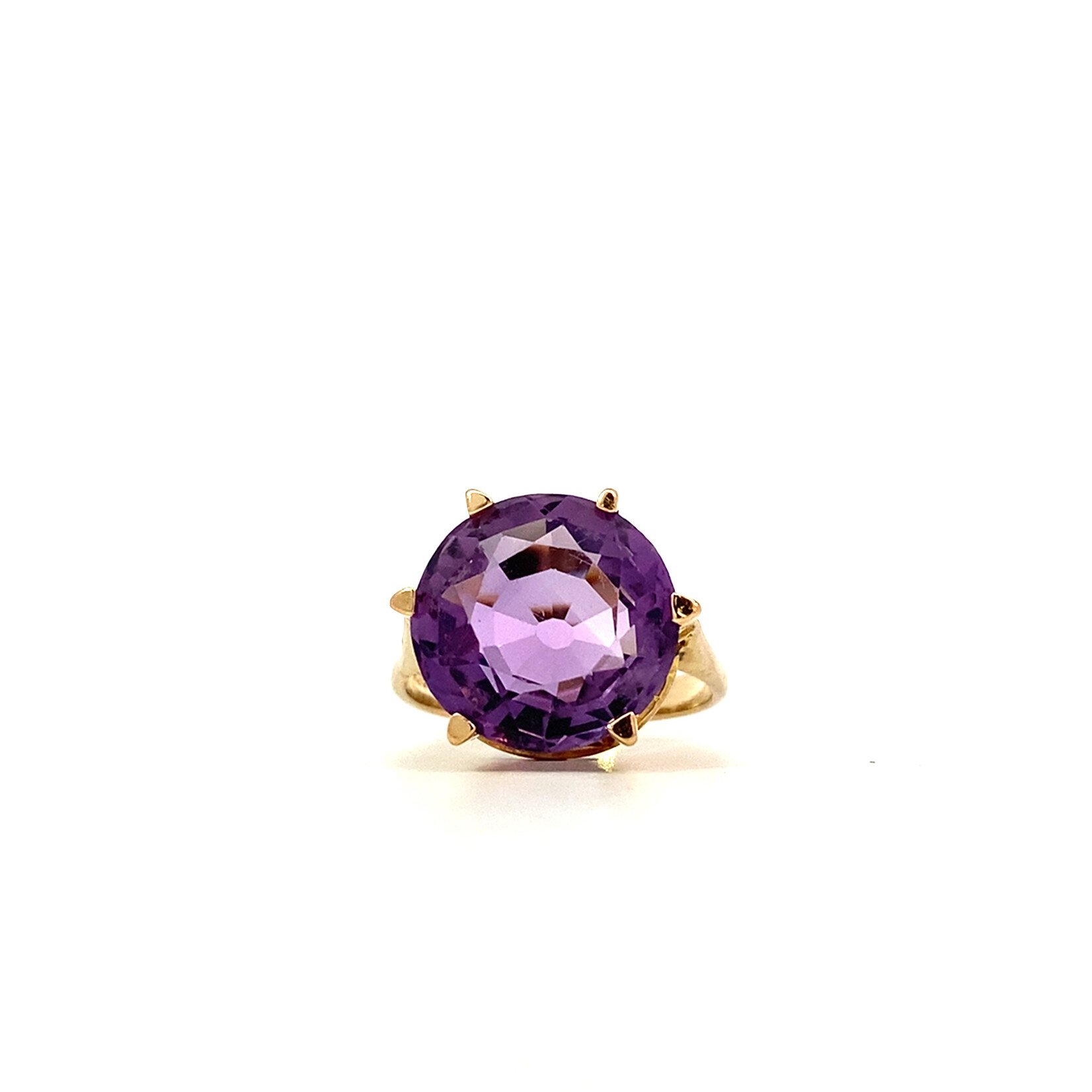 9K Yellow Gold Amethyst Ring sz6