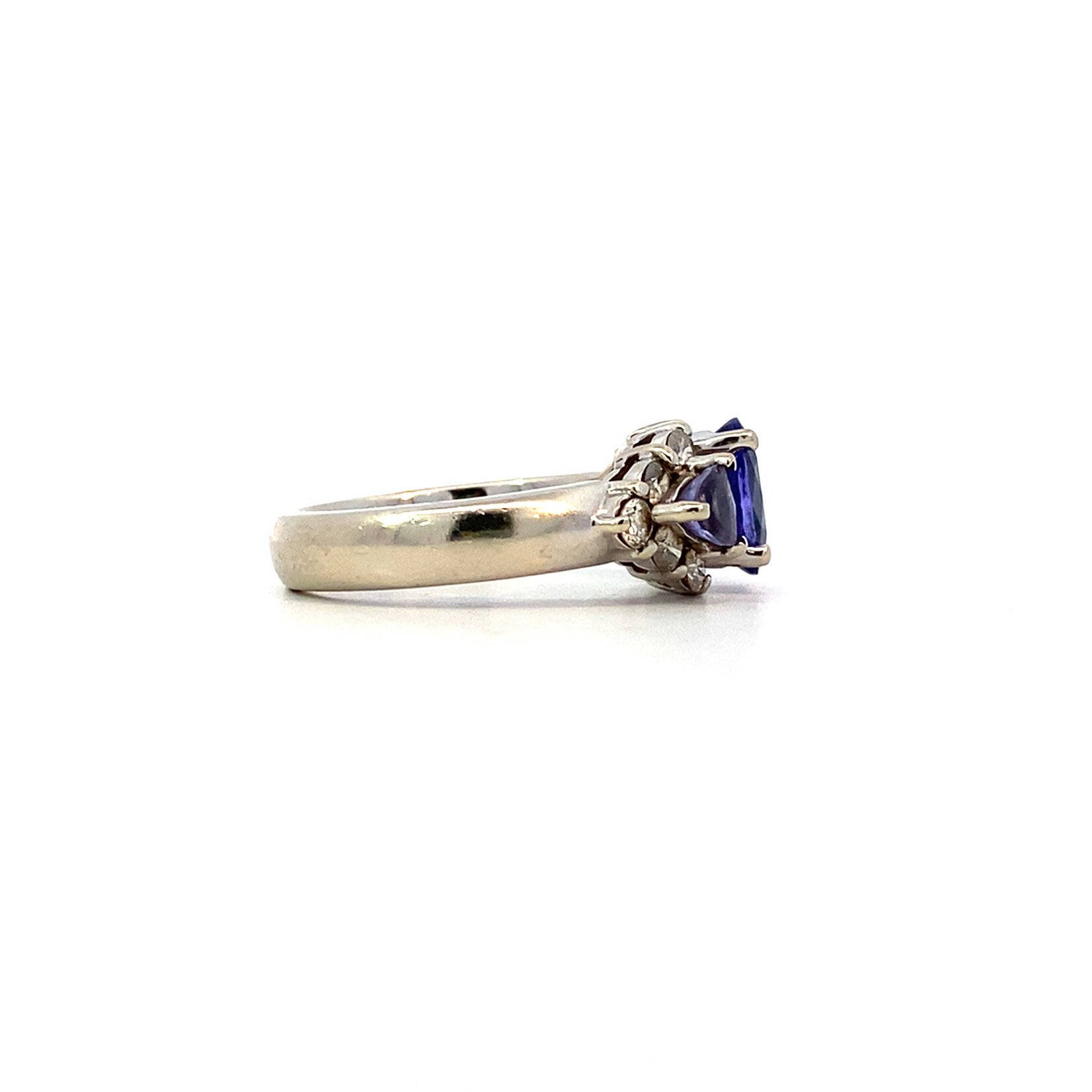 14K White Gold Tanzanite & Diamond Ring sz6.75