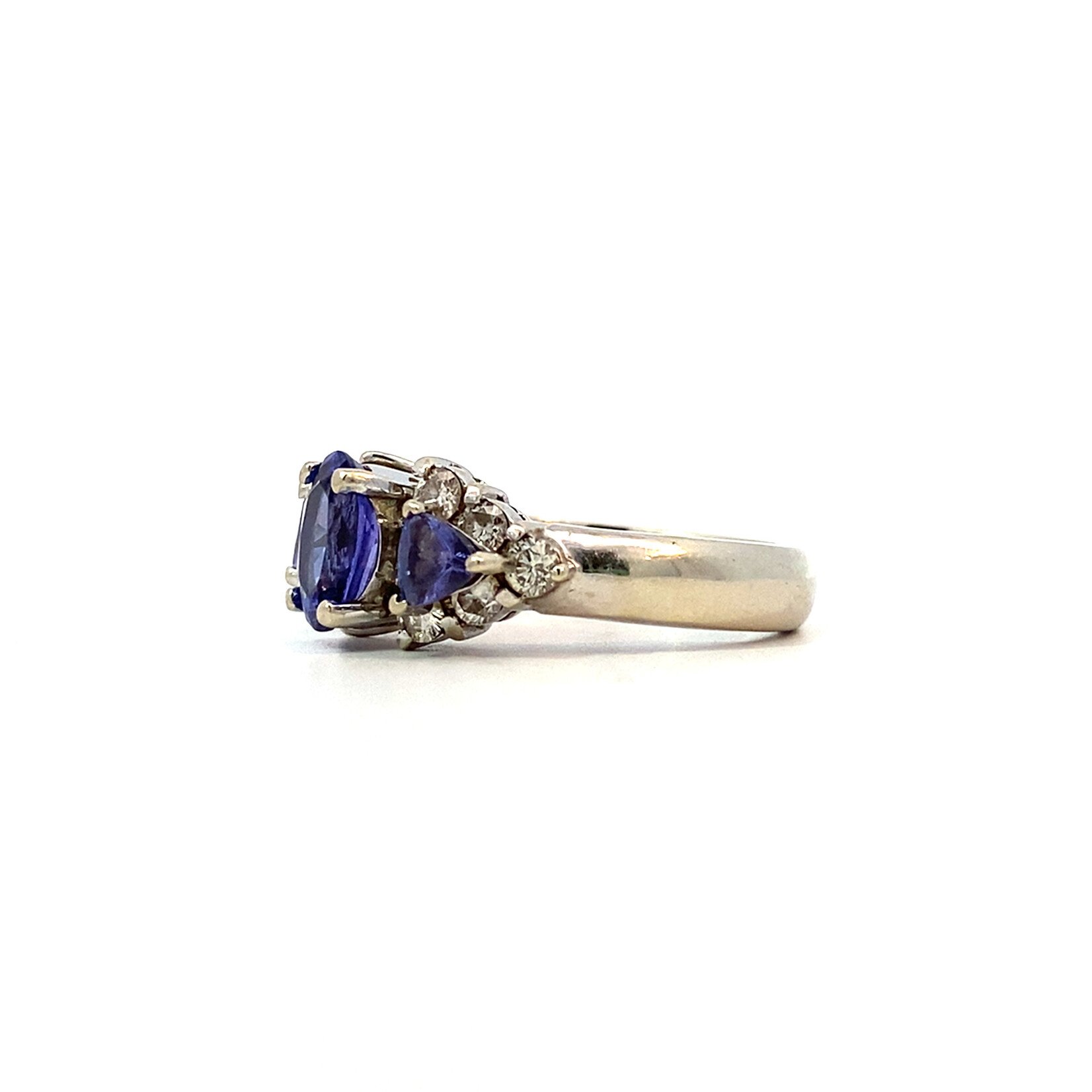 14K White Gold Tanzanite & Diamond Ring sz6.75