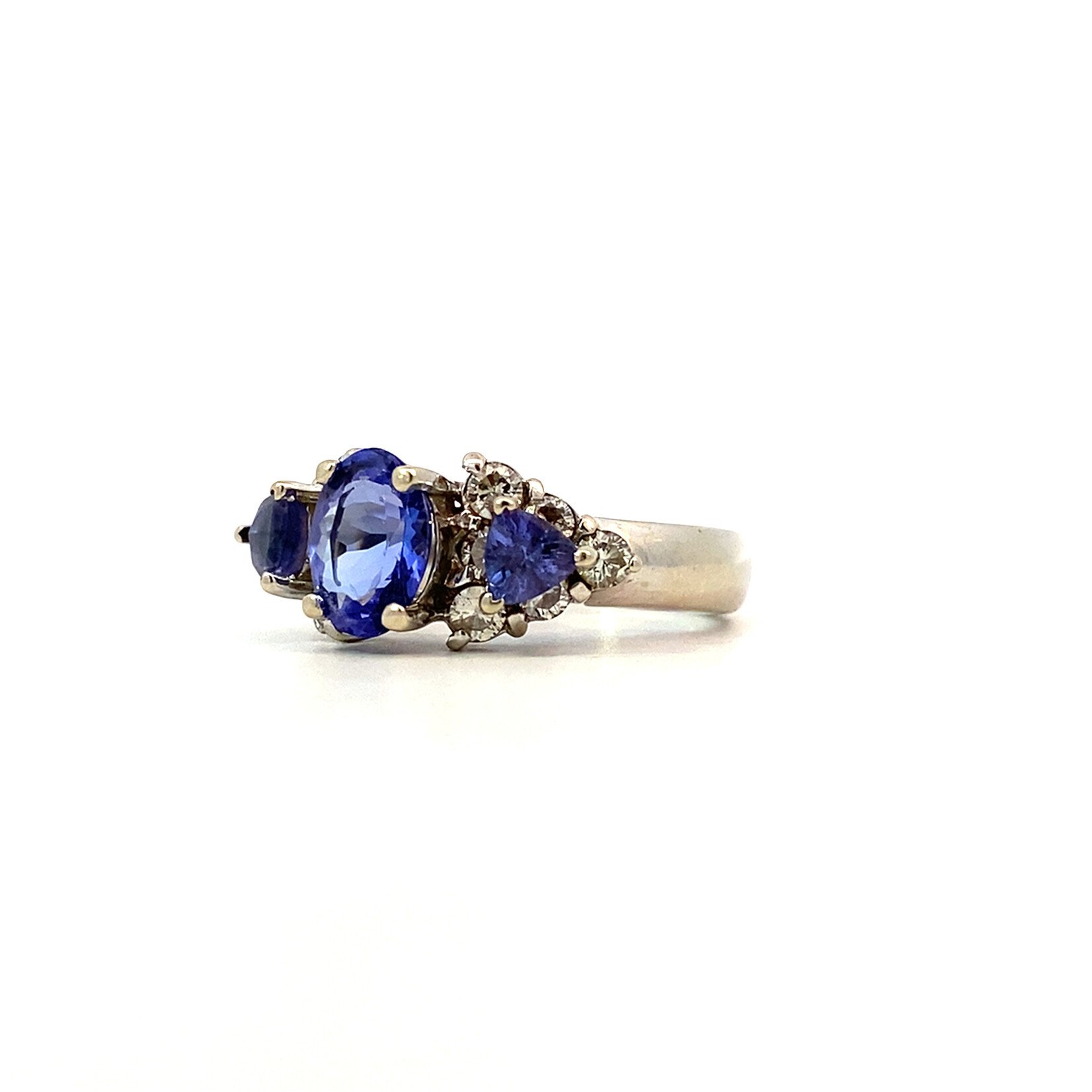 14K White Gold Tanzanite & Diamond Ring sz6.75