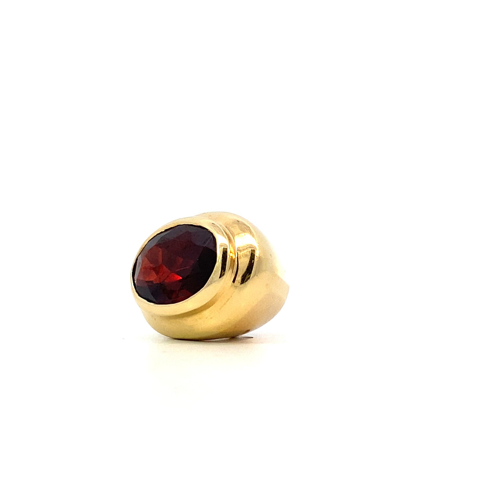 14K Yellow Gold Oval Garnet Slider Pendant