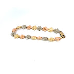 14K Yellow Gold 7" Tri-Color Plumeria Bracelet 6.5grams