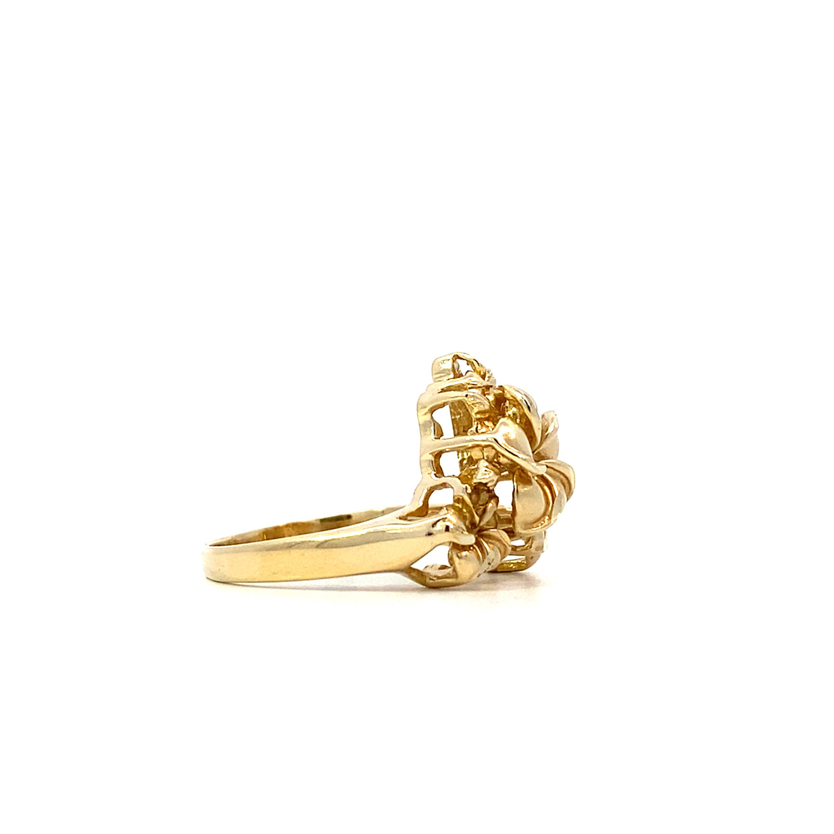14K Yellow Gold Plumeria Chevron Ring size 7