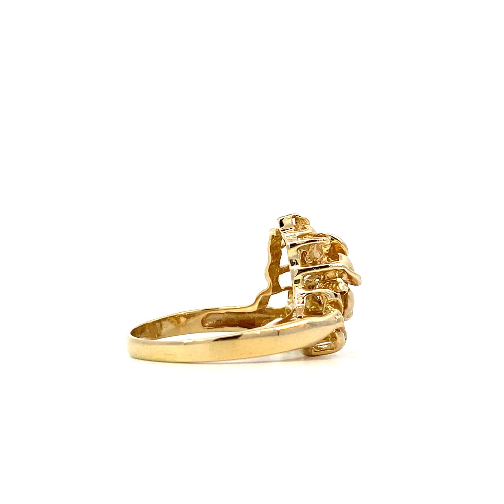 14K Yellow Gold Plumeria Chevron Ring size 7