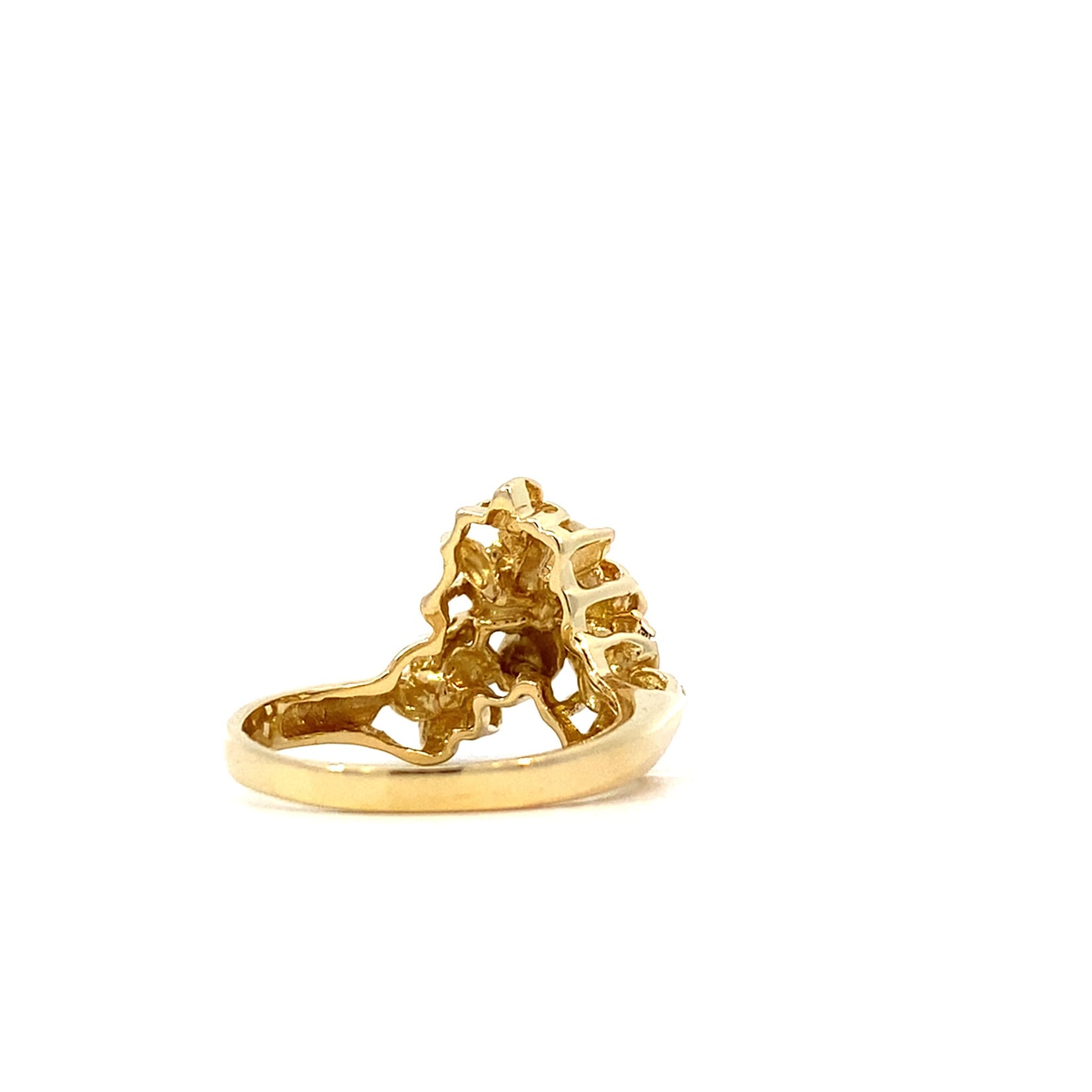 14K Yellow Gold Plumeria Chevron Ring size 7