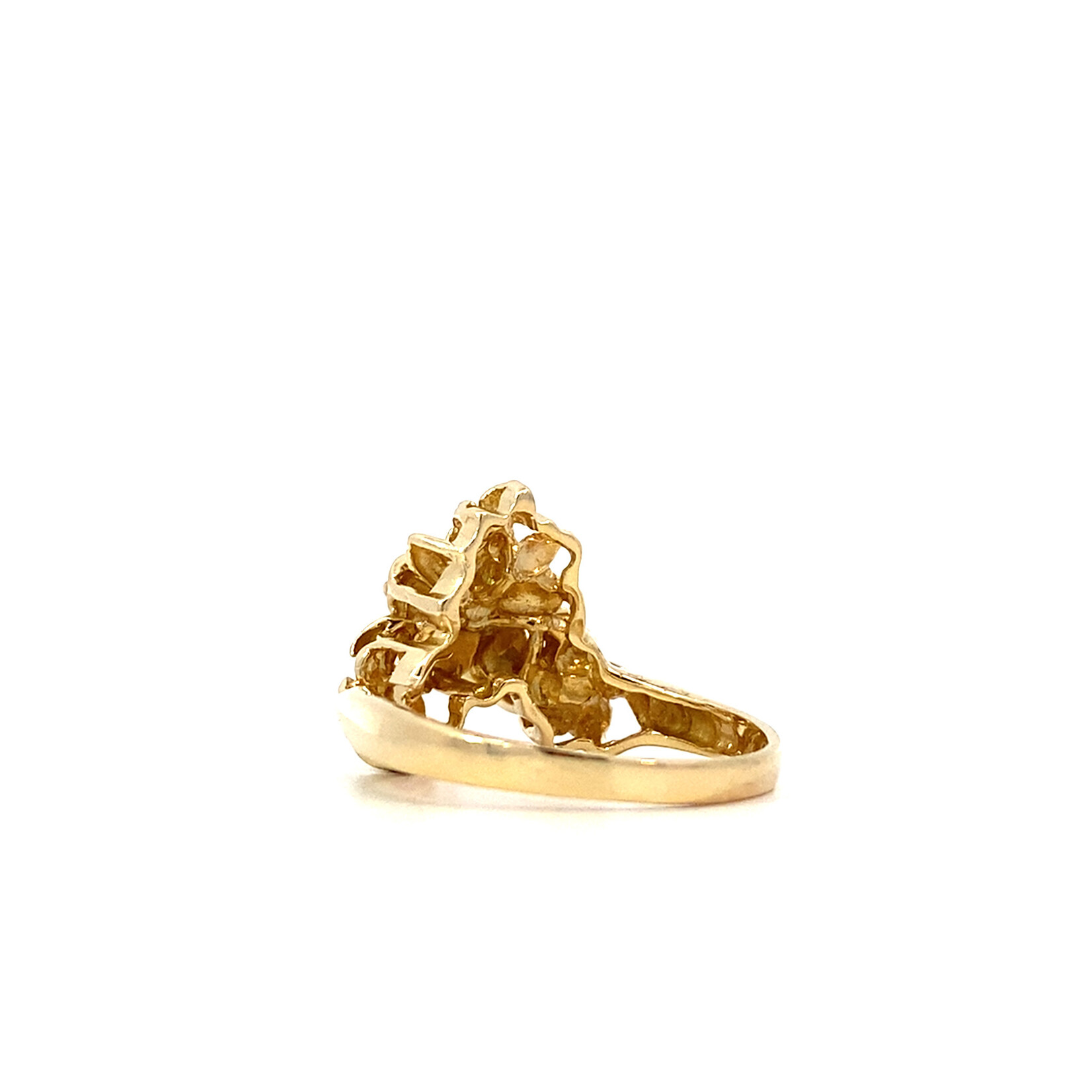 14K Yellow Gold Plumeria Chevron Ring size 7